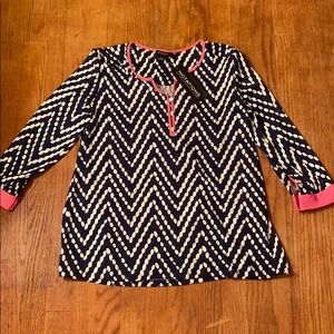 NWT Notations blue and white blouse